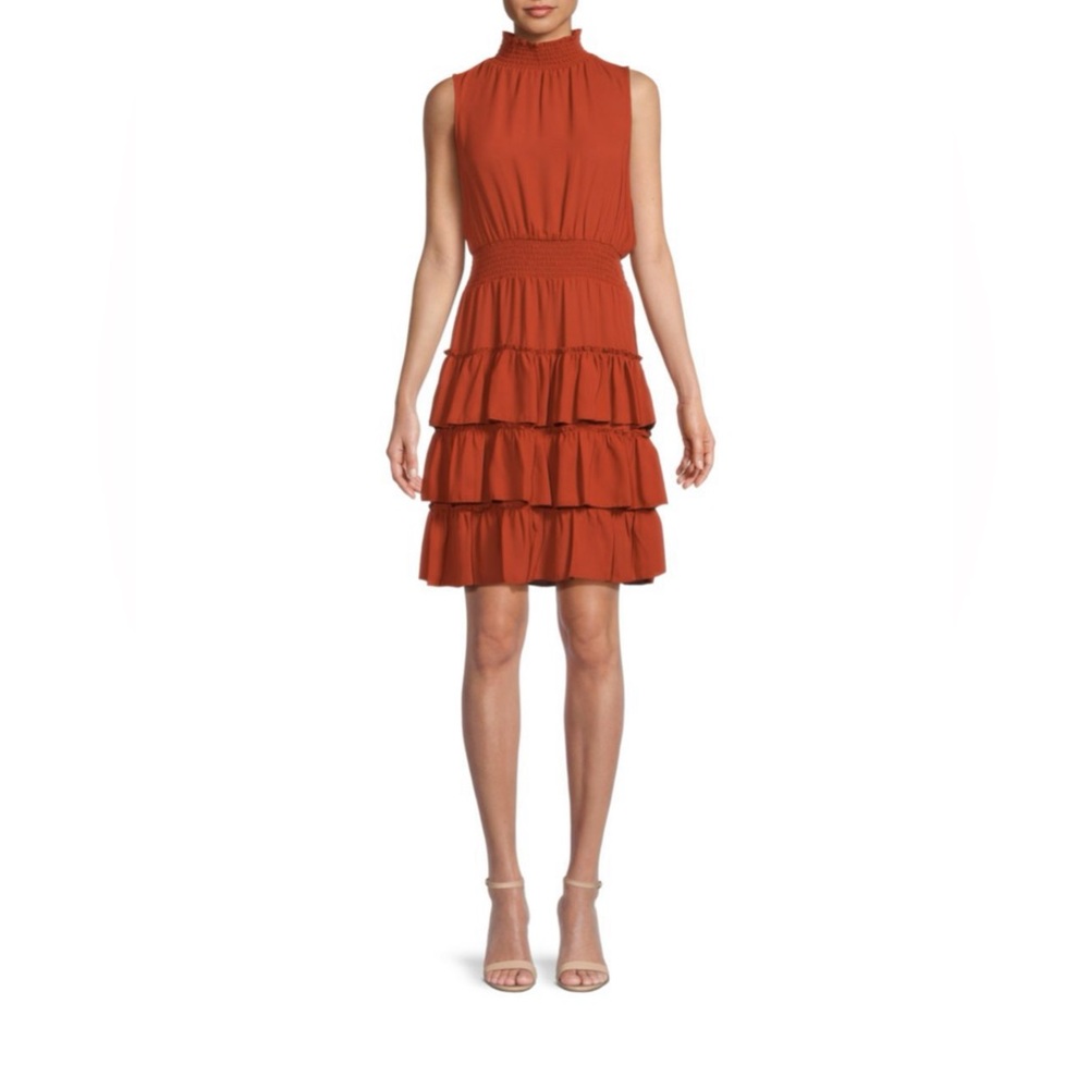 NANETTE NANETTE LEPORE Shirred Ruffle Fit and Flare Dress Size 10 NWT